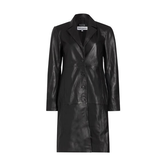 Reformation Veda Crosby 90s Longline Leather Blazer Black Size 2X - Picture 3 of 15